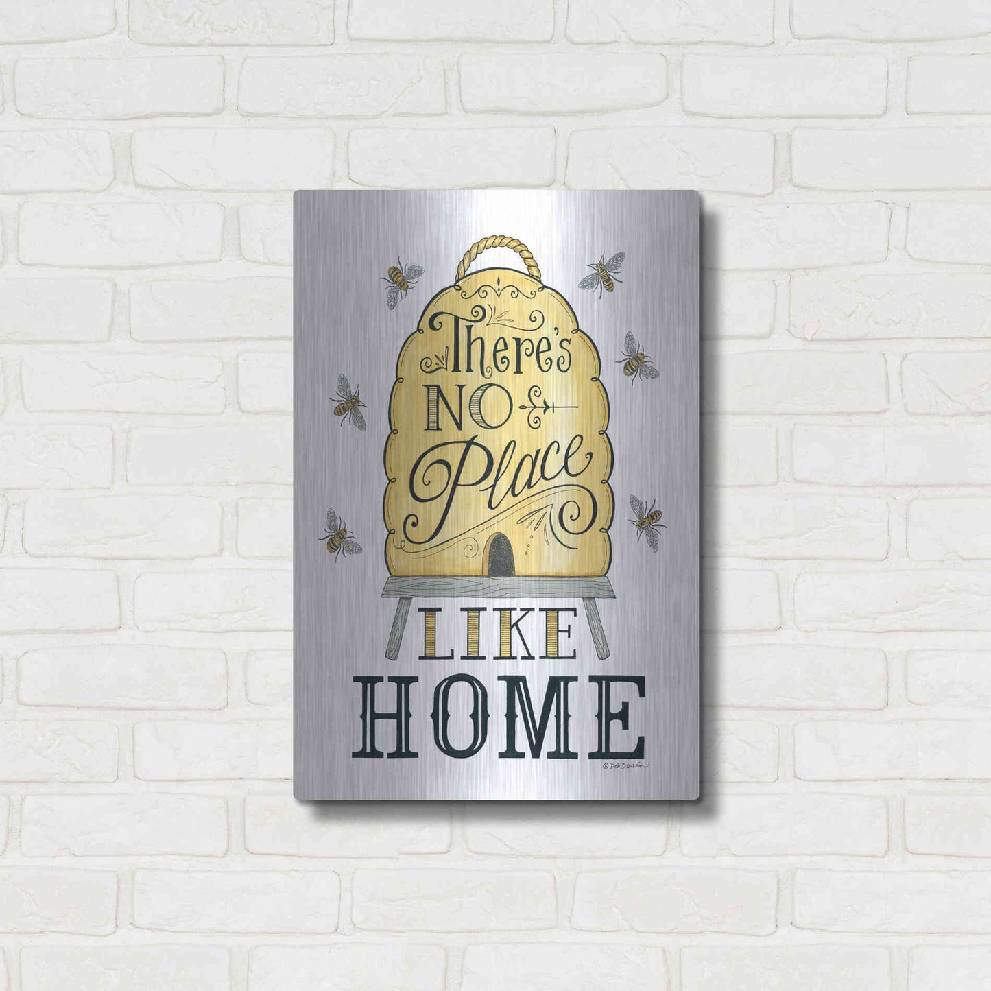 Luxe Metal Art 'There's No Place Like Home' by Deb Strain, Metal Wall Art,16x24