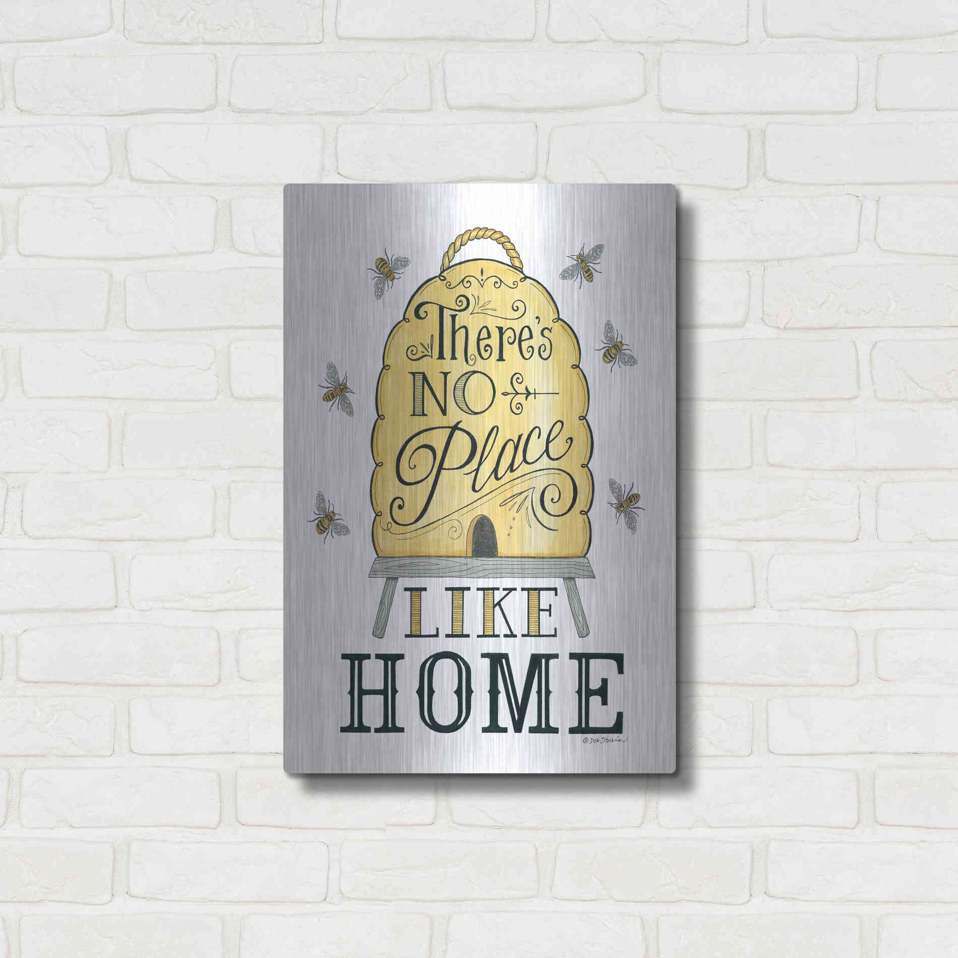 Luxe Metal Art 'There's No Place Like Home' by Deb Strain, Metal Wall Art,16x24