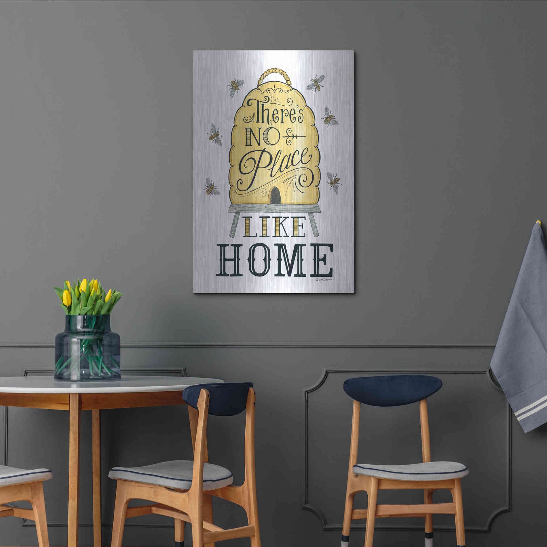 Luxe Metal Art 'There's No Place Like Home' by Deb Strain, Metal Wall Art,24x36