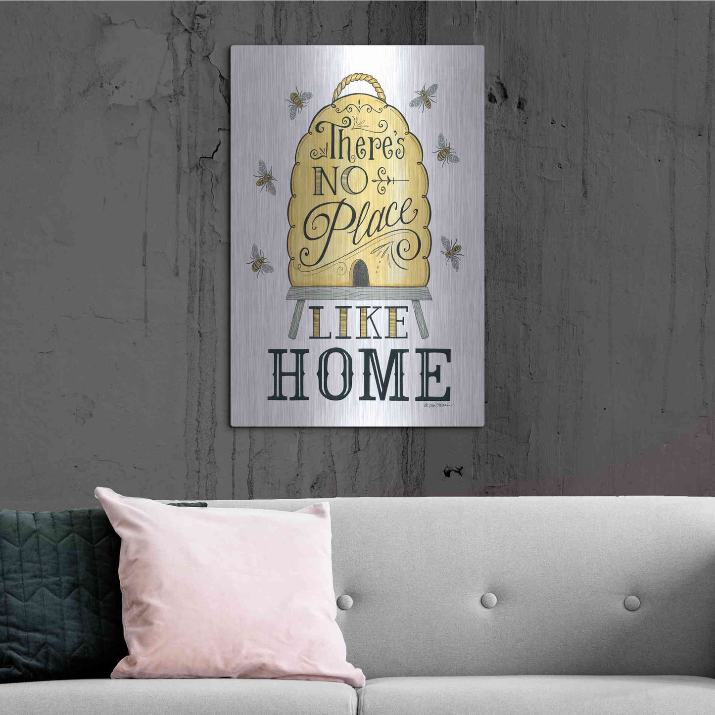 Luxe Metal Art 'There's No Place Like Home' by Deb Strain, Metal Wall Art,24x36