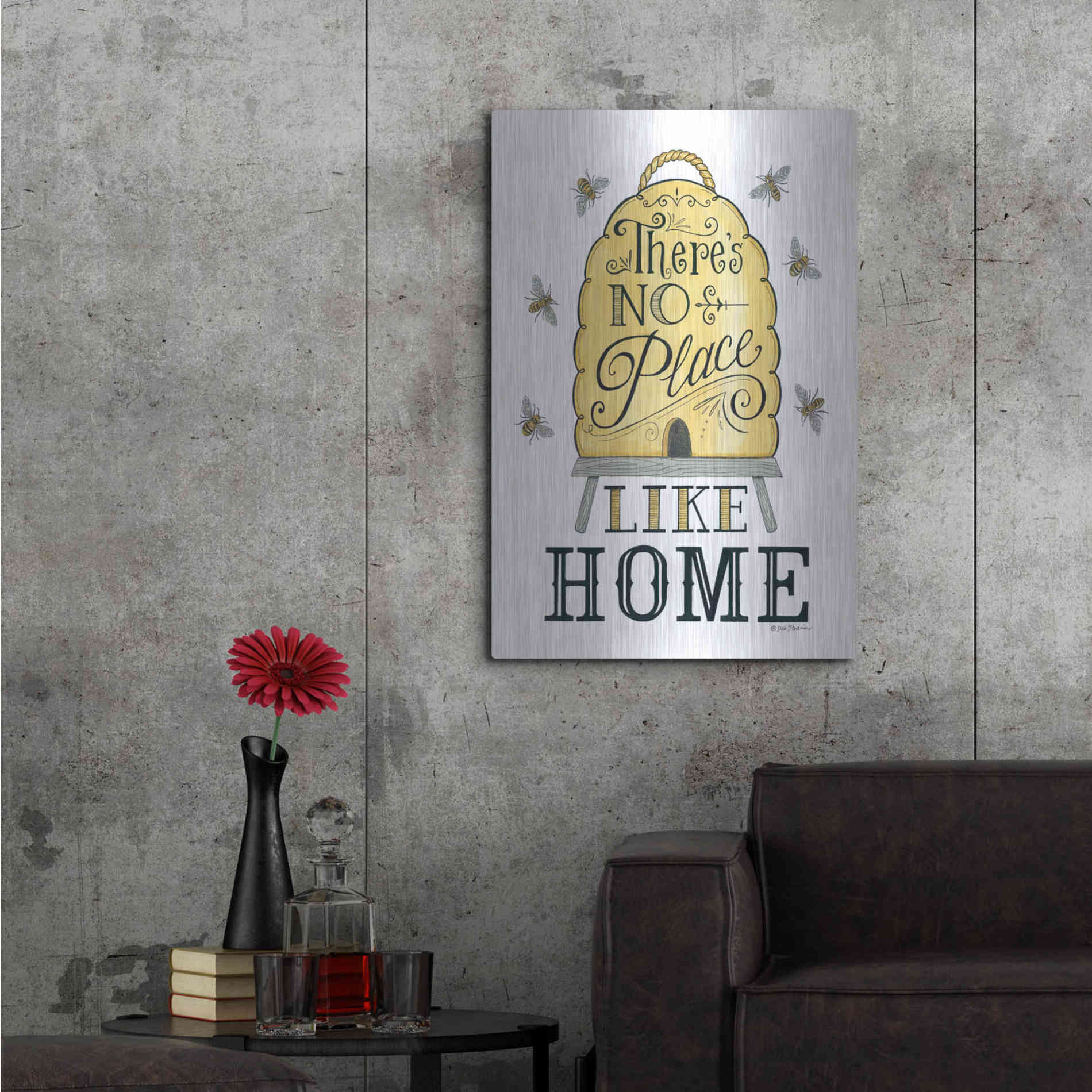 Luxe Metal Art 'There's No Place Like Home' by Deb Strain, Metal Wall Art,24x36