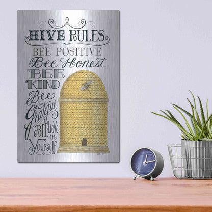 Luxe Metal Art 'Hive Rules' by Deb Strain, Metal Wall Art,12x16