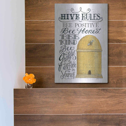 Luxe Metal Art 'Hive Rules' by Deb Strain, Metal Wall Art,12x16