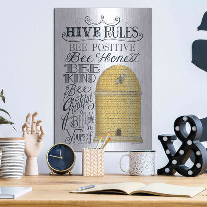 Luxe Metal Art 'Hive Rules' by Deb Strain, Metal Wall Art,12x16