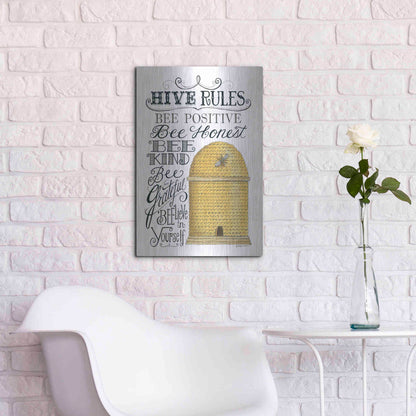 Luxe Metal Art 'Hive Rules' by Deb Strain, Metal Wall Art,16x24