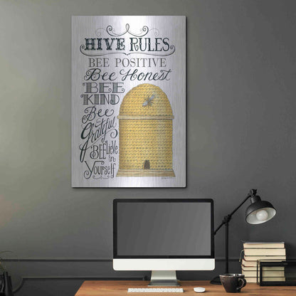 Luxe Metal Art 'Hive Rules' by Deb Strain, Metal Wall Art,24x36