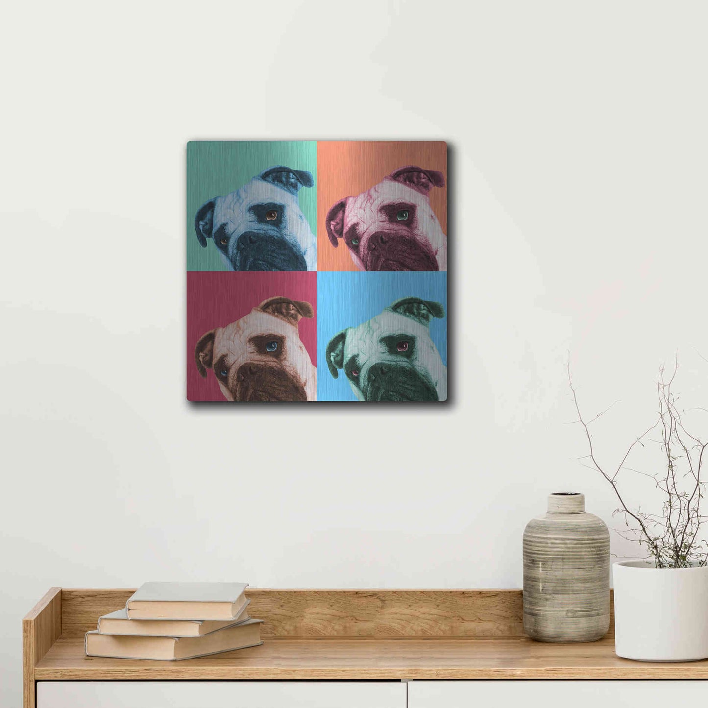Luxe Metal Art 'Que Pasa Pop' by Jon Bertelli, Metal Wall Art,12x12