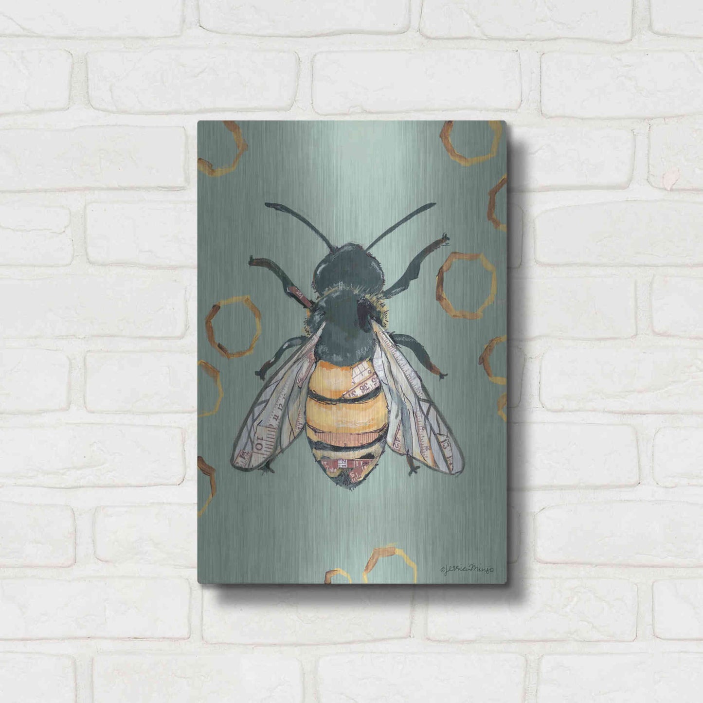 Luxe Metal Art 'Bee' by Jessica Mingo, Metal Wall Art,12x16