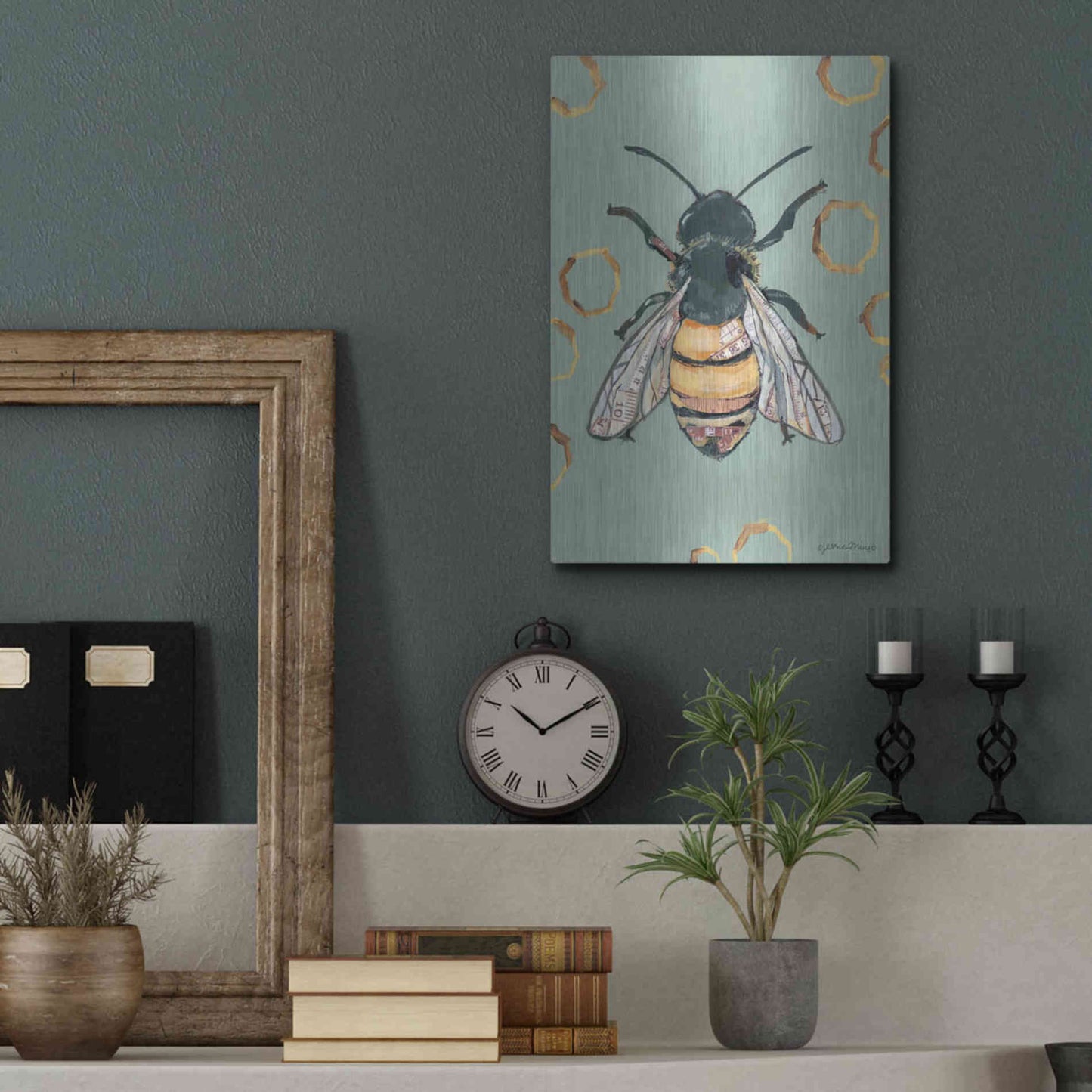 Luxe Metal Art 'Bee' by Jessica Mingo, Metal Wall Art,12x16