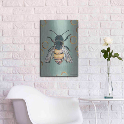 Luxe Metal Art 'Bee' by Jessica Mingo, Metal Wall Art,16x24