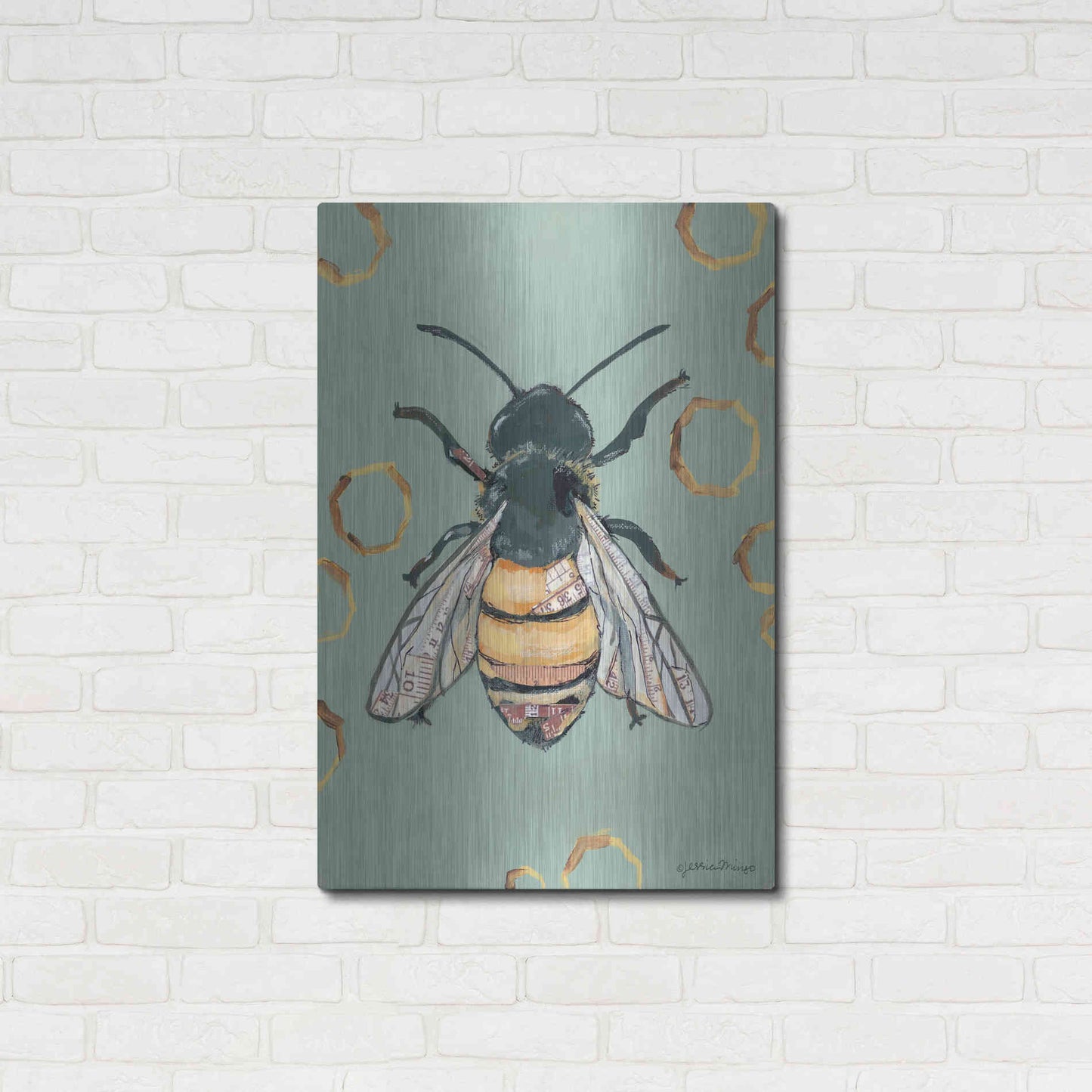 Luxe Metal Art 'Bee' by Jessica Mingo, Metal Wall Art,24x36