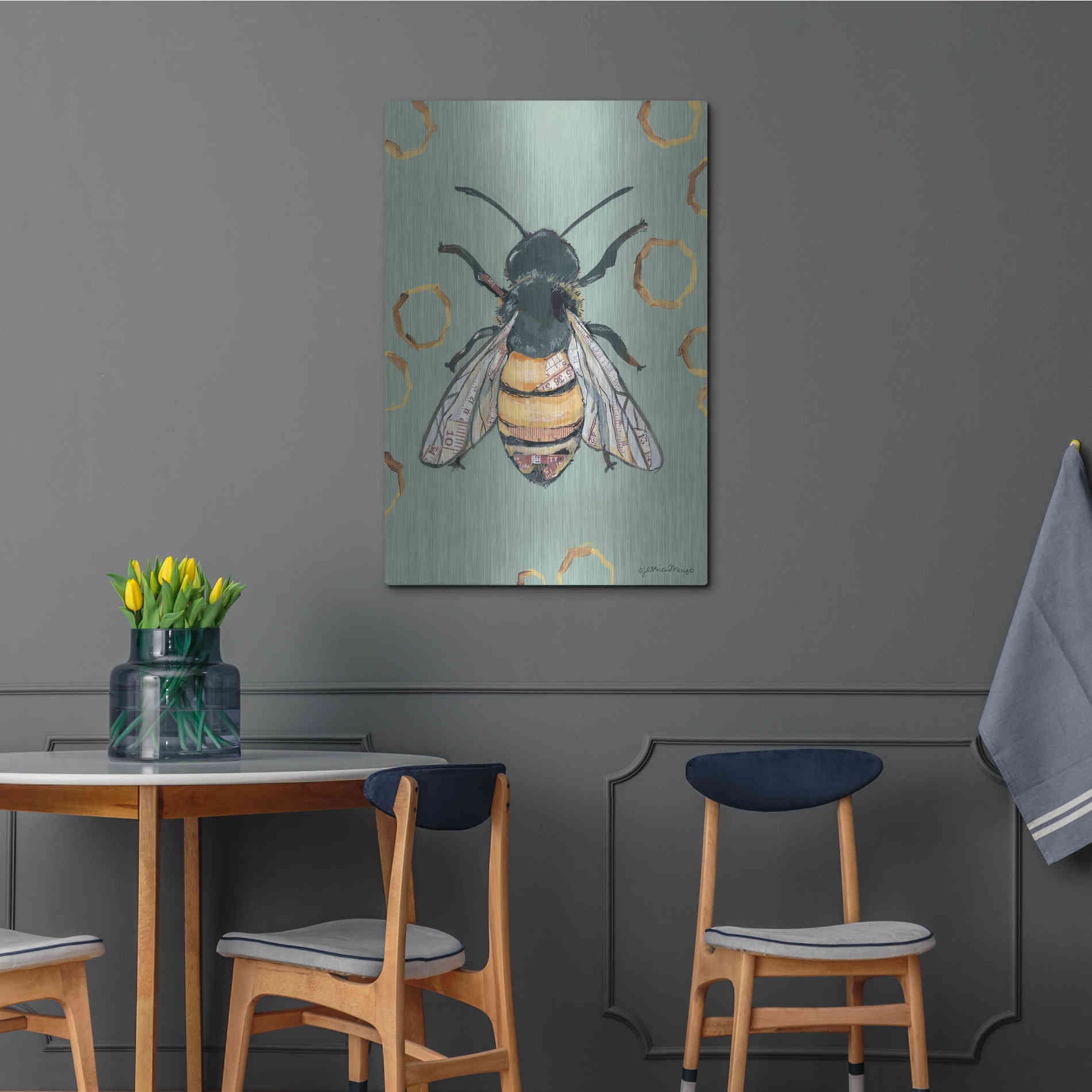 Luxe Metal Art 'Bee' by Jessica Mingo, Metal Wall Art,24x36