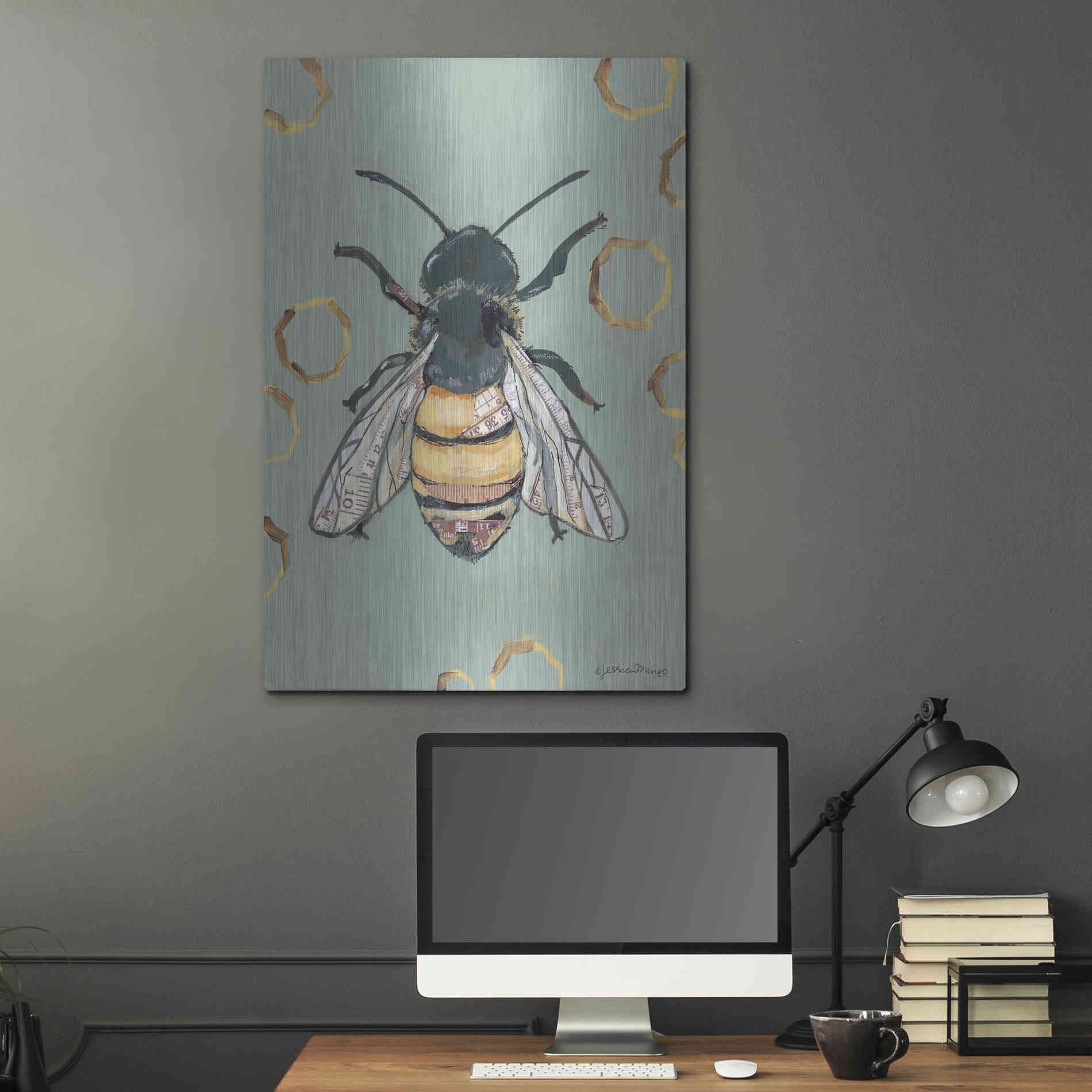 Luxe Metal Art 'Bee' by Jessica Mingo, Metal Wall Art,24x36