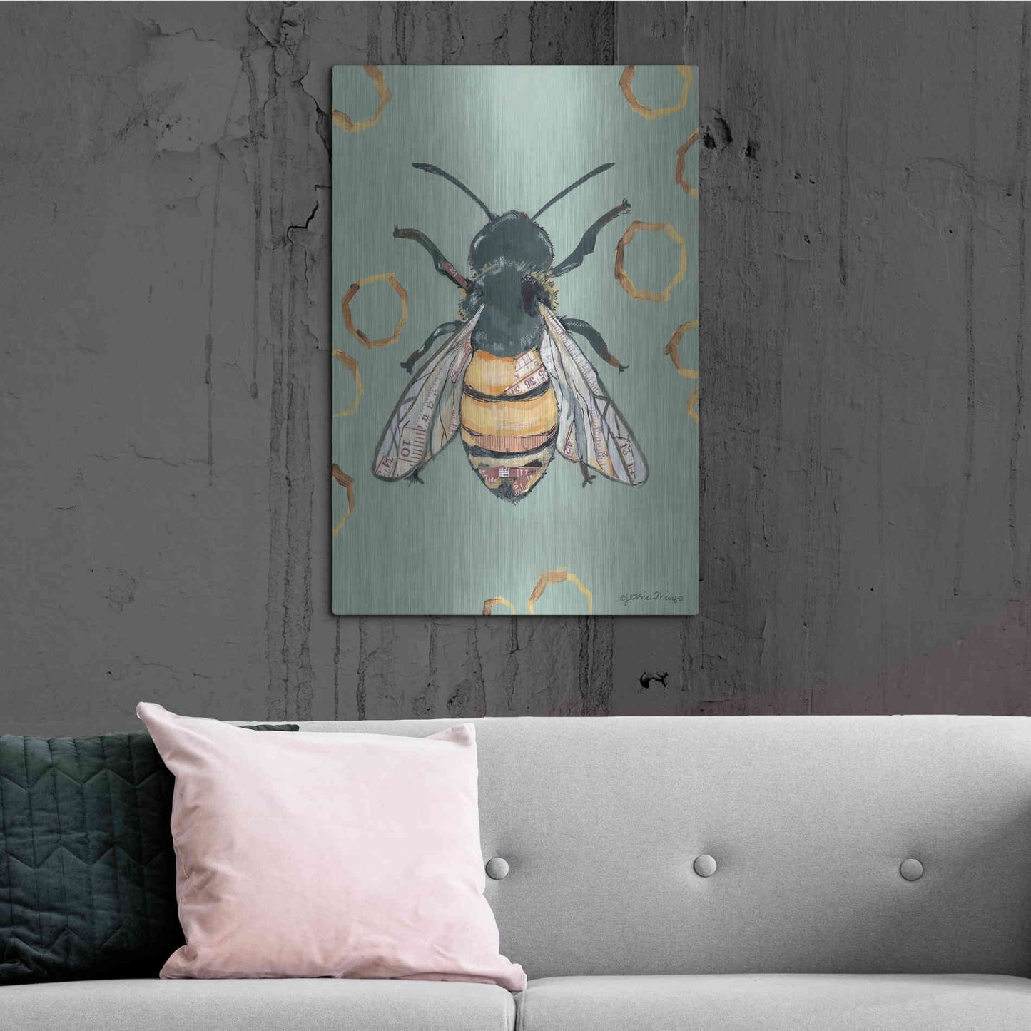 Luxe Metal Art 'Bee' by Jessica Mingo, Metal Wall Art,24x36