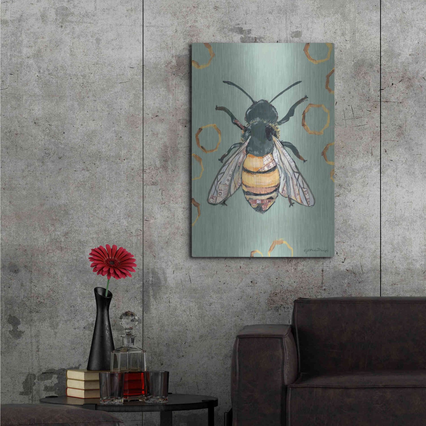 Luxe Metal Art 'Bee' by Jessica Mingo, Metal Wall Art,24x36