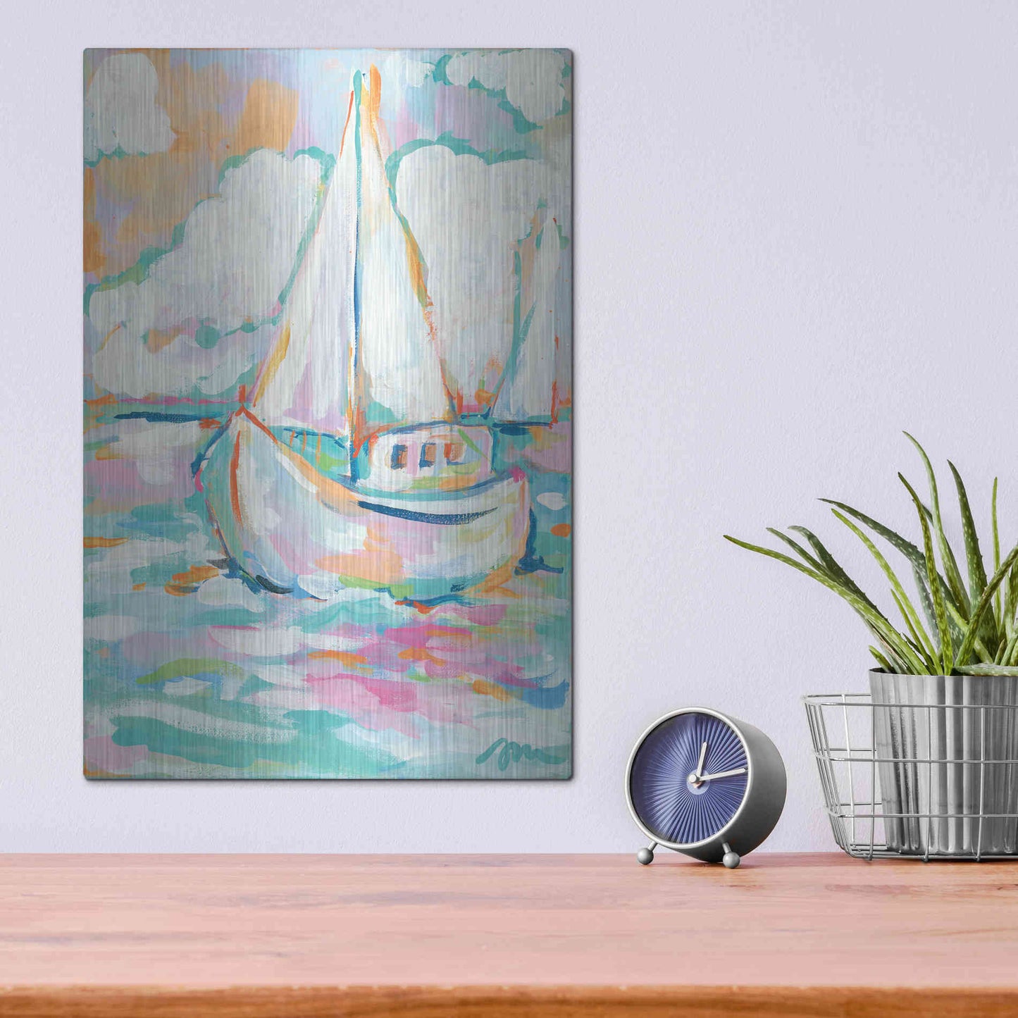 Luxe Metal Art 'Pink Sea' by Jessica Mingo, Metal Wall Art,12x16
