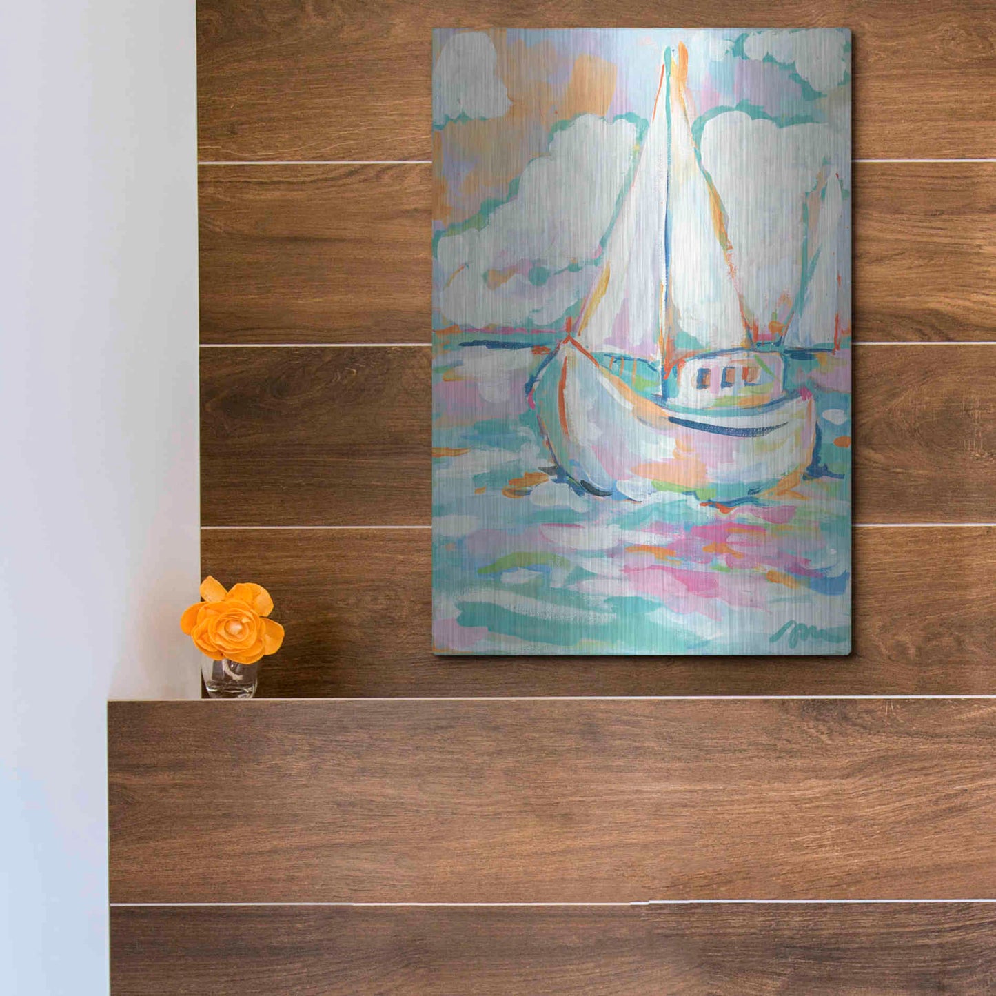 Luxe Metal Art 'Pink Sea' by Jessica Mingo, Metal Wall Art,12x16