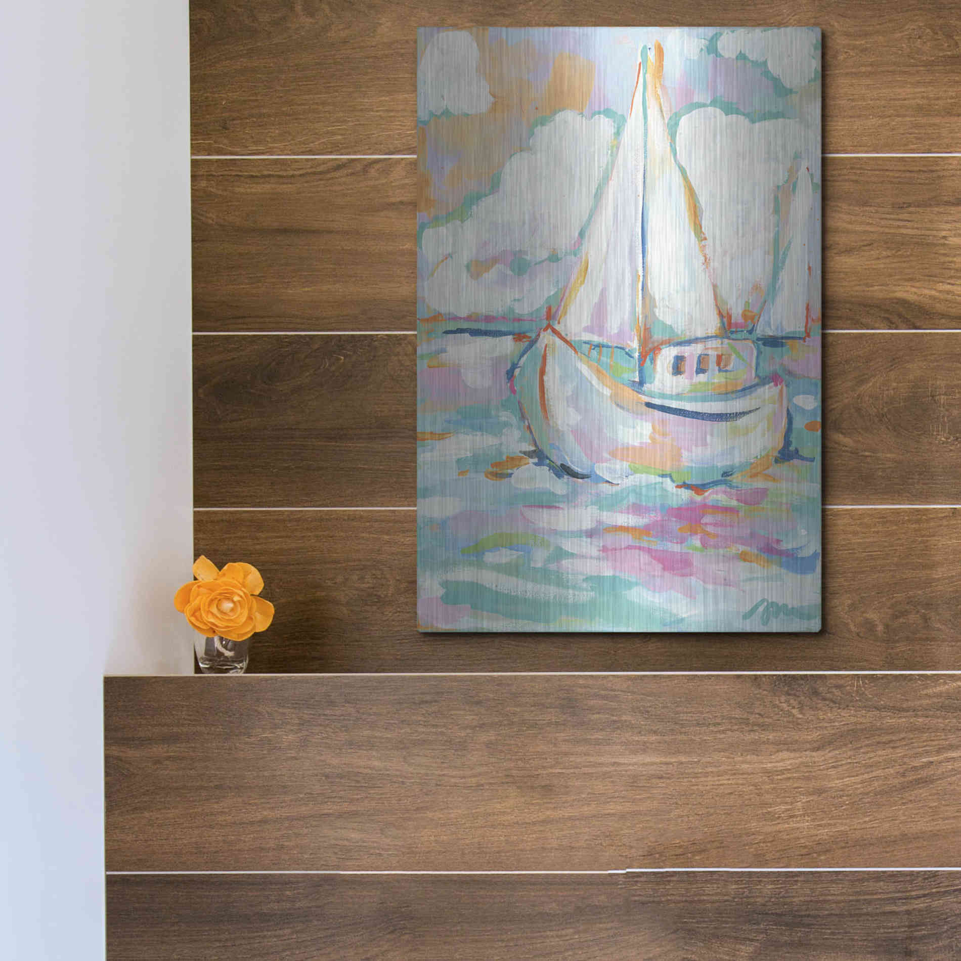 Luxe Metal Art 'Pink Sea' by Jessica Mingo, Metal Wall Art,12x16