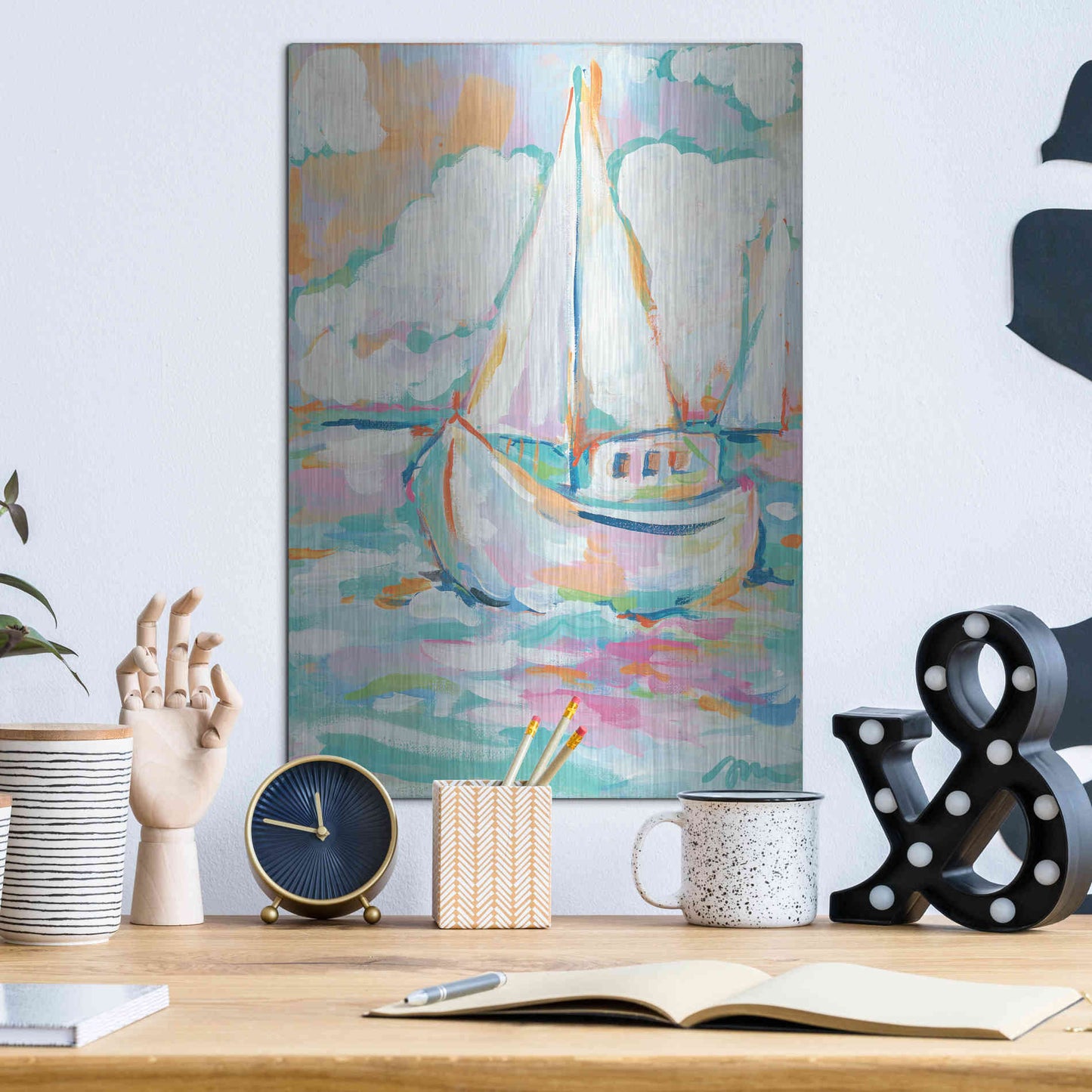 Luxe Metal Art 'Pink Sea' by Jessica Mingo, Metal Wall Art,12x16