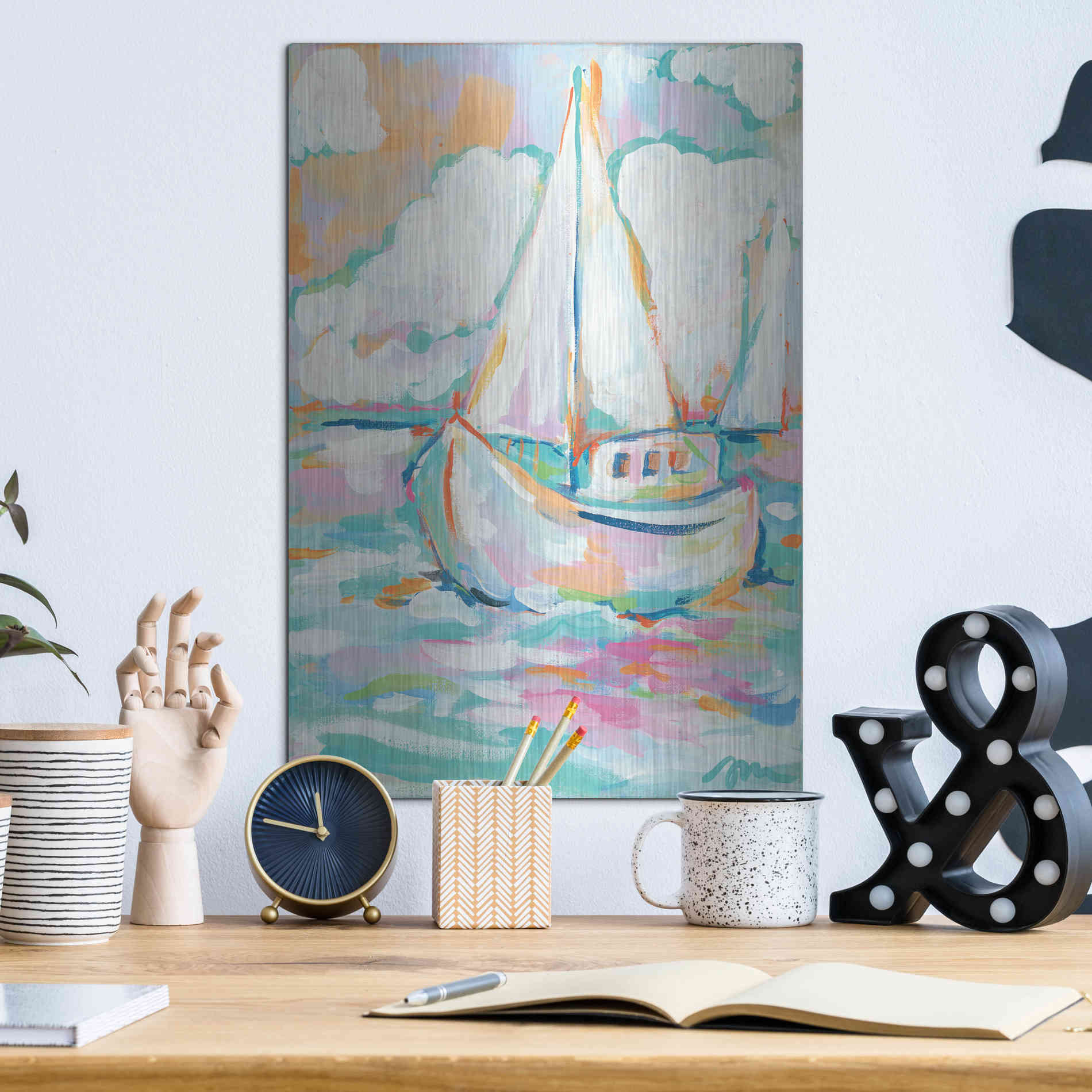 Luxe Metal Art 'Pink Sea' by Jessica Mingo, Metal Wall Art,12x16