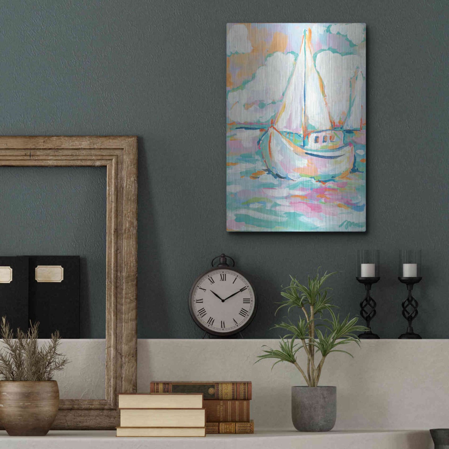 Luxe Metal Art 'Pink Sea' by Jessica Mingo, Metal Wall Art,12x16