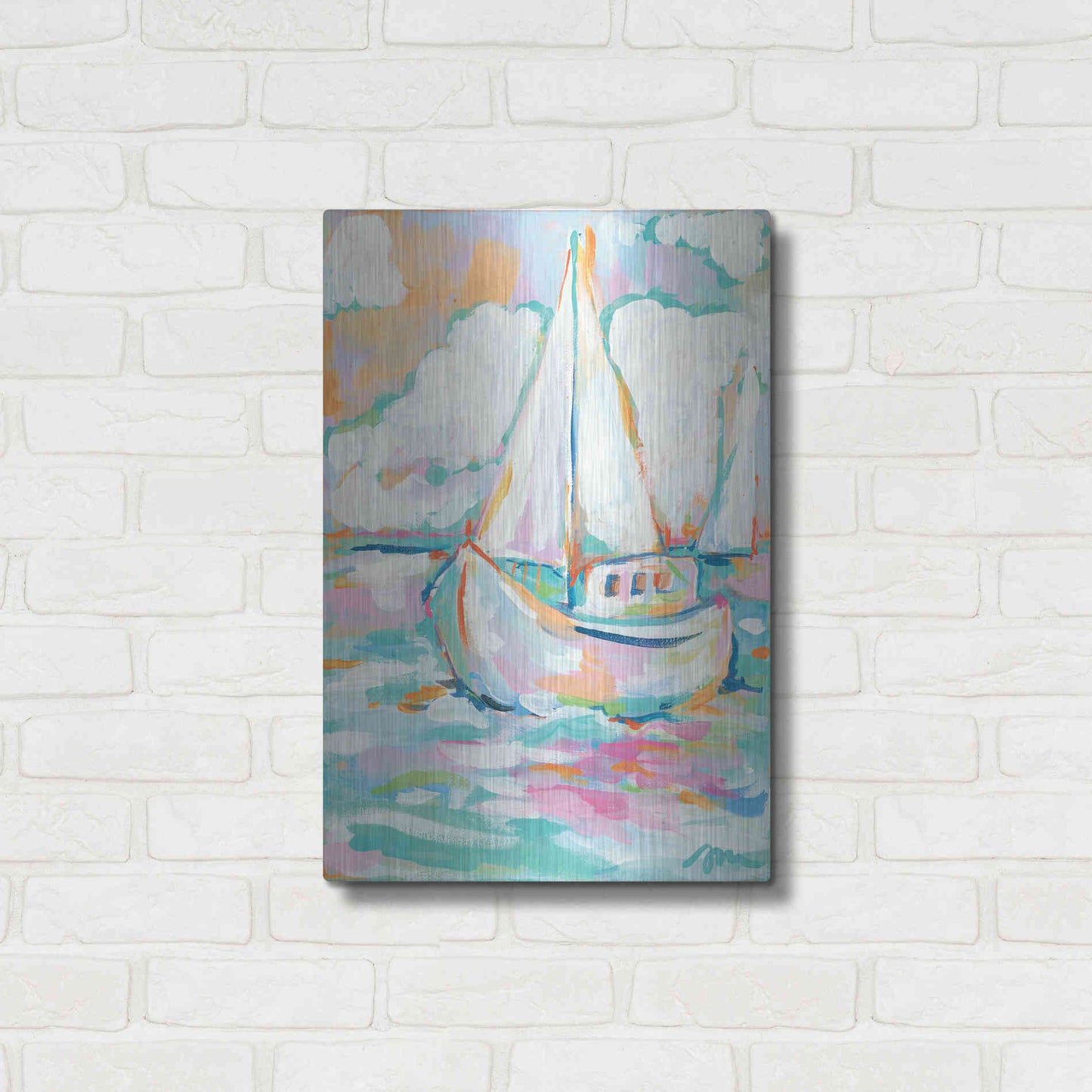 Luxe Metal Art 'Pink Sea' by Jessica Mingo, Metal Wall Art,16x24