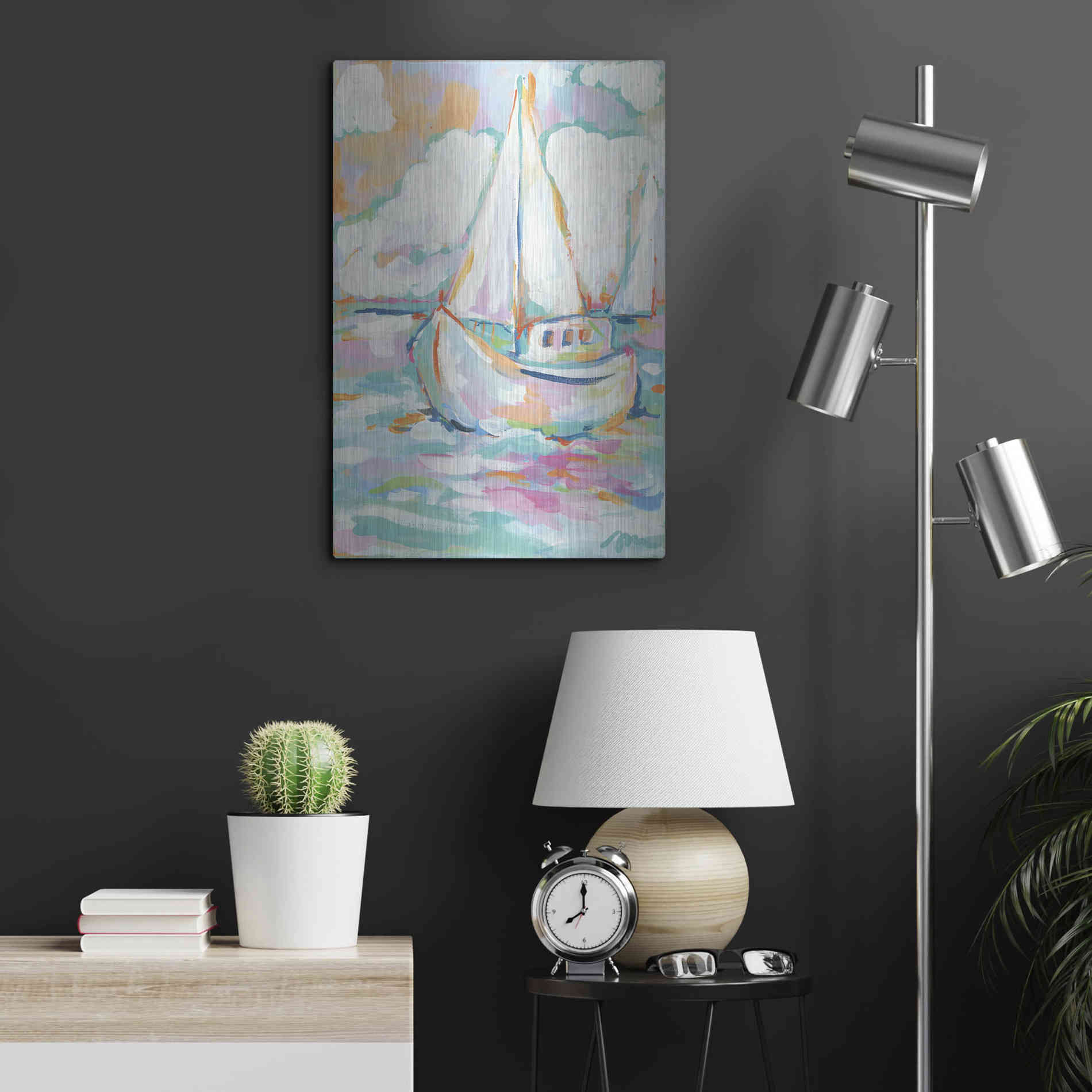Luxe Metal Art 'Pink Sea' by Jessica Mingo, Metal Wall Art,16x24