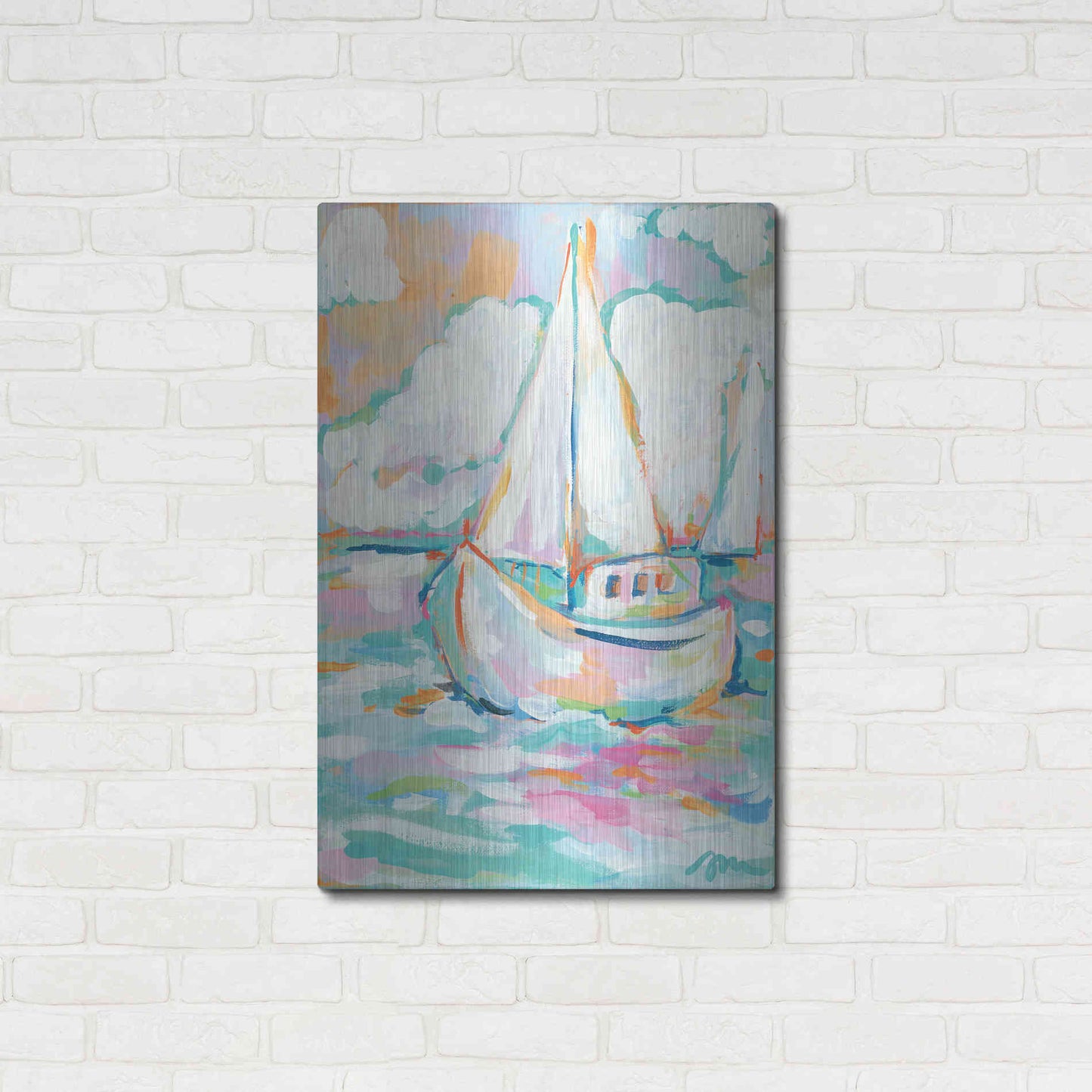 Luxe Metal Art 'Pink Sea' by Jessica Mingo, Metal Wall Art,24x36