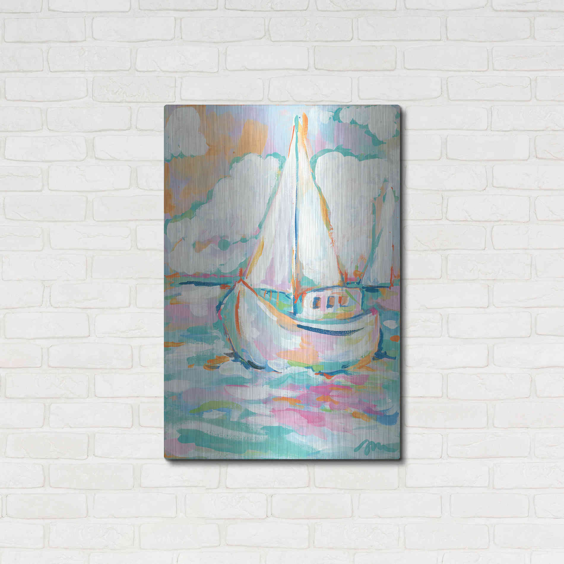 Luxe Metal Art 'Pink Sea' by Jessica Mingo, Metal Wall Art,24x36