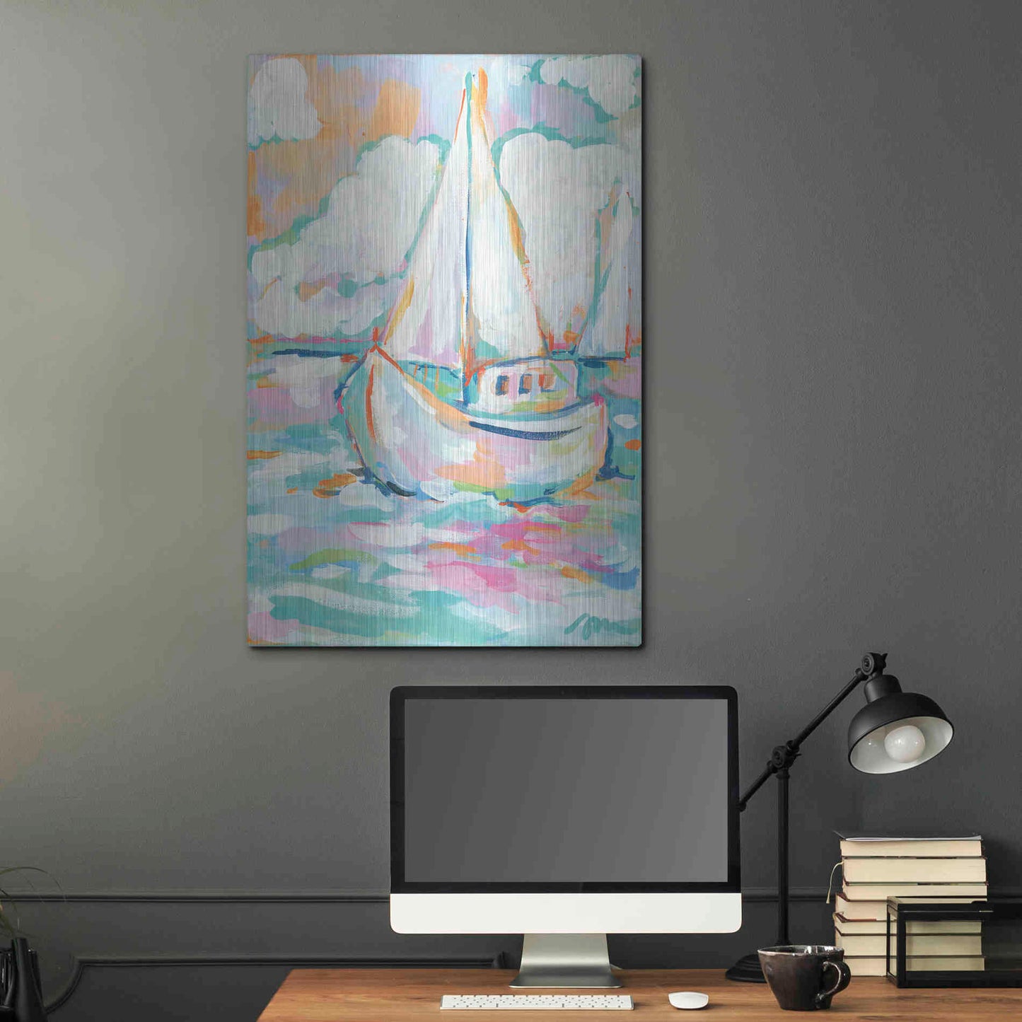 Luxe Metal Art 'Pink Sea' by Jessica Mingo, Metal Wall Art,24x36