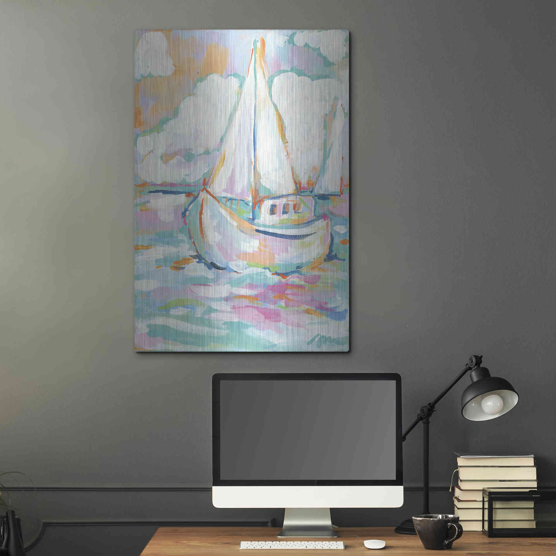 Luxe Metal Art 'Pink Sea' by Jessica Mingo, Metal Wall Art,24x36