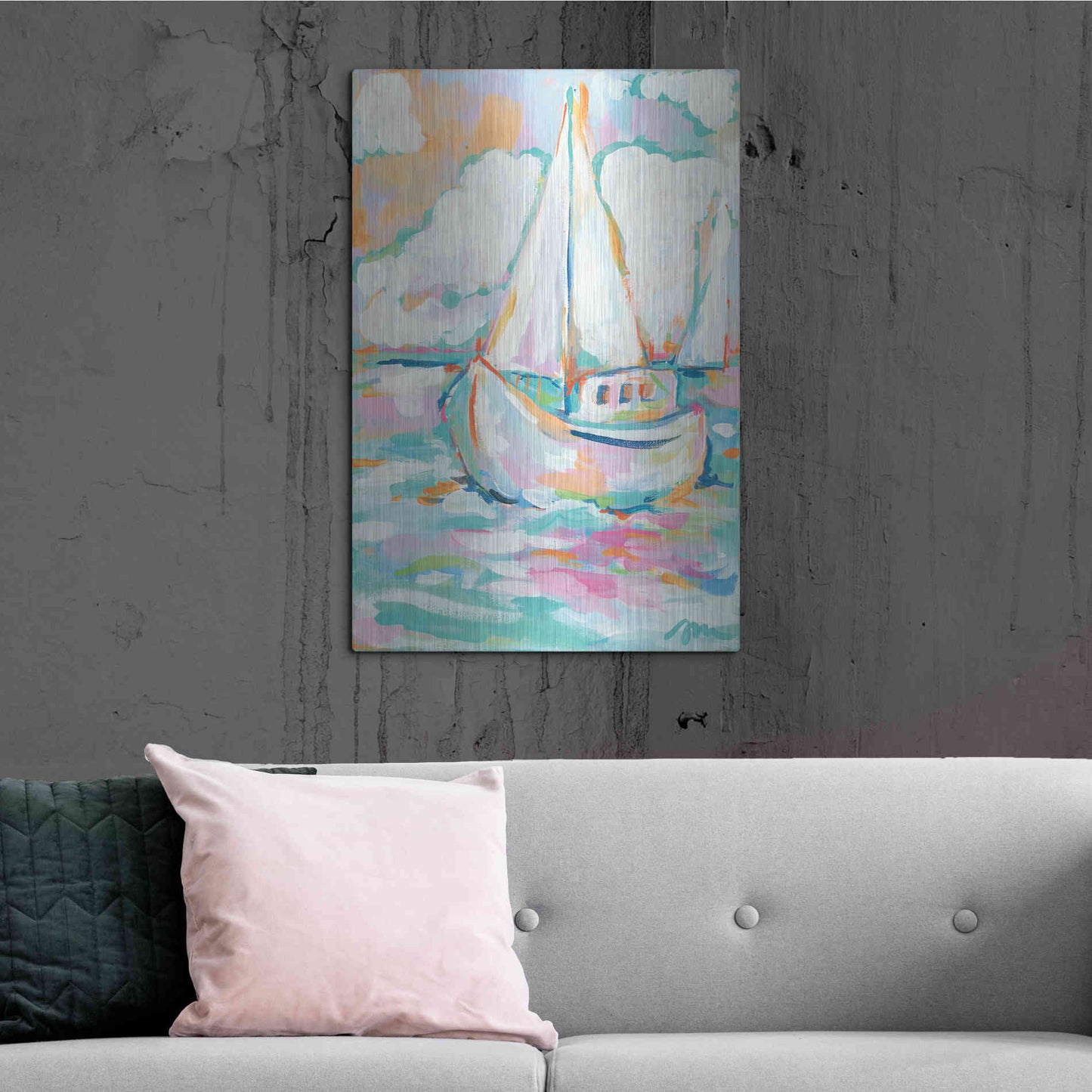 Luxe Metal Art 'Pink Sea' by Jessica Mingo, Metal Wall Art,24x36