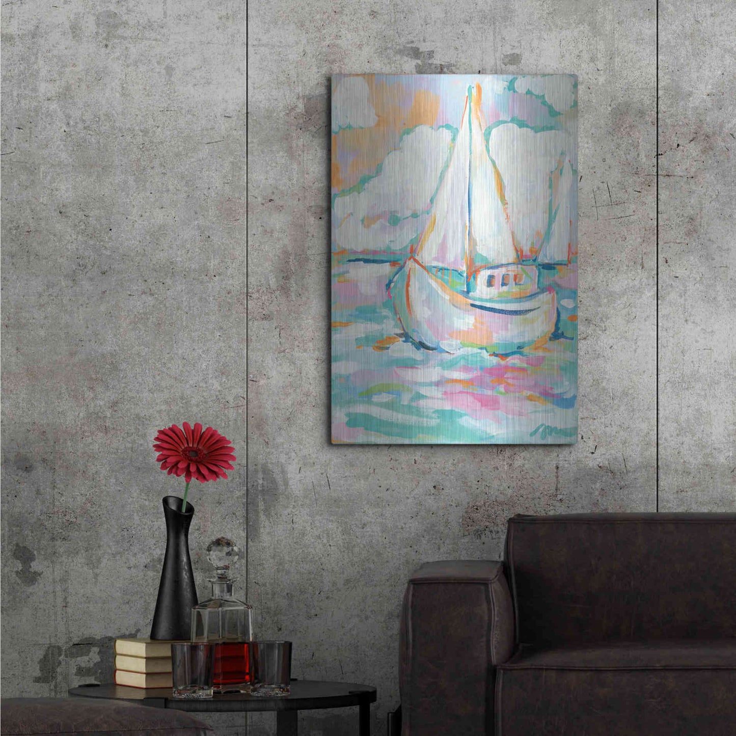 Luxe Metal Art 'Pink Sea' by Jessica Mingo, Metal Wall Art,24x36