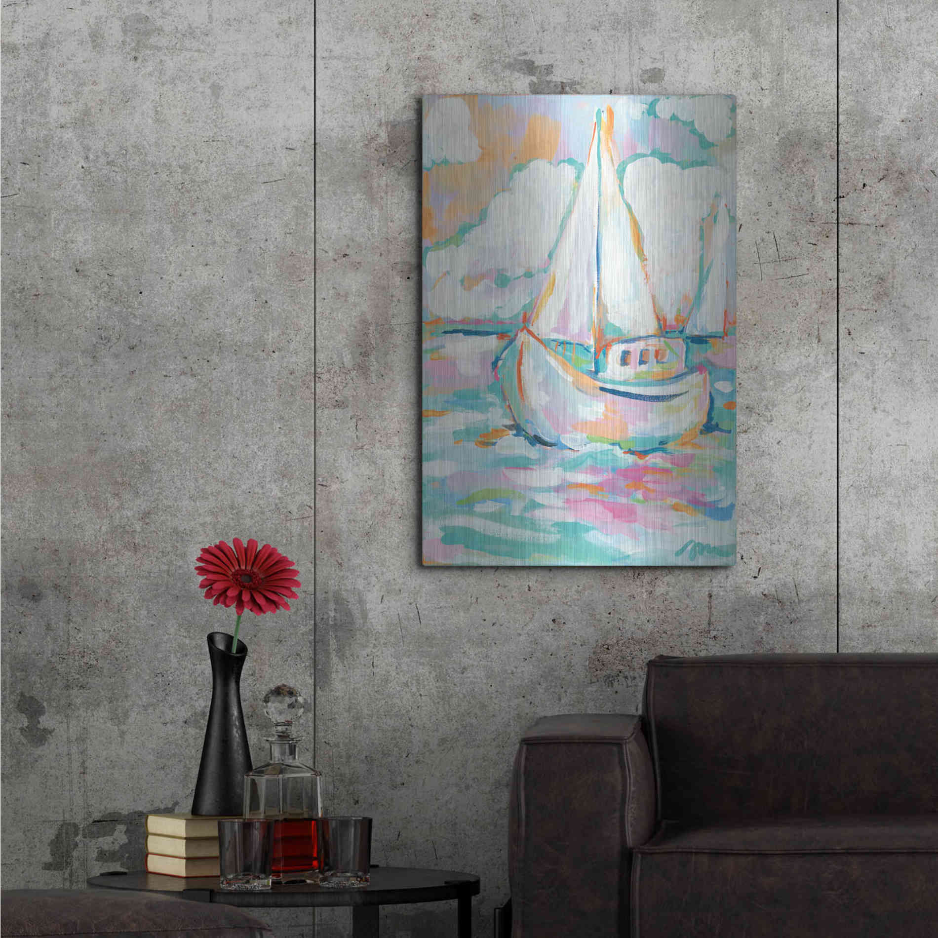 Luxe Metal Art 'Pink Sea' by Jessica Mingo, Metal Wall Art,24x36