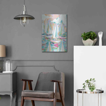 Luxe Metal Art 'Sailboat Sea' by Jessica Mingo, Metal Wall Art,16x24