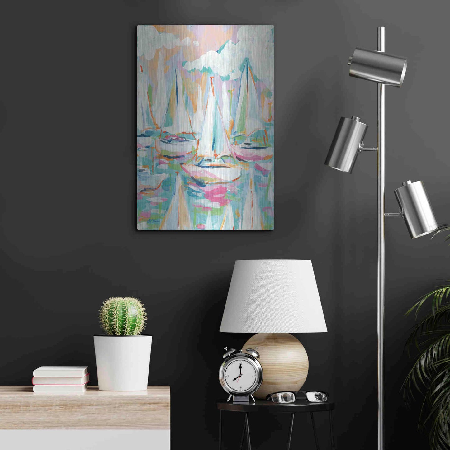 Luxe Metal Art 'Sailboat Sea' by Jessica Mingo, Metal Wall Art,16x24