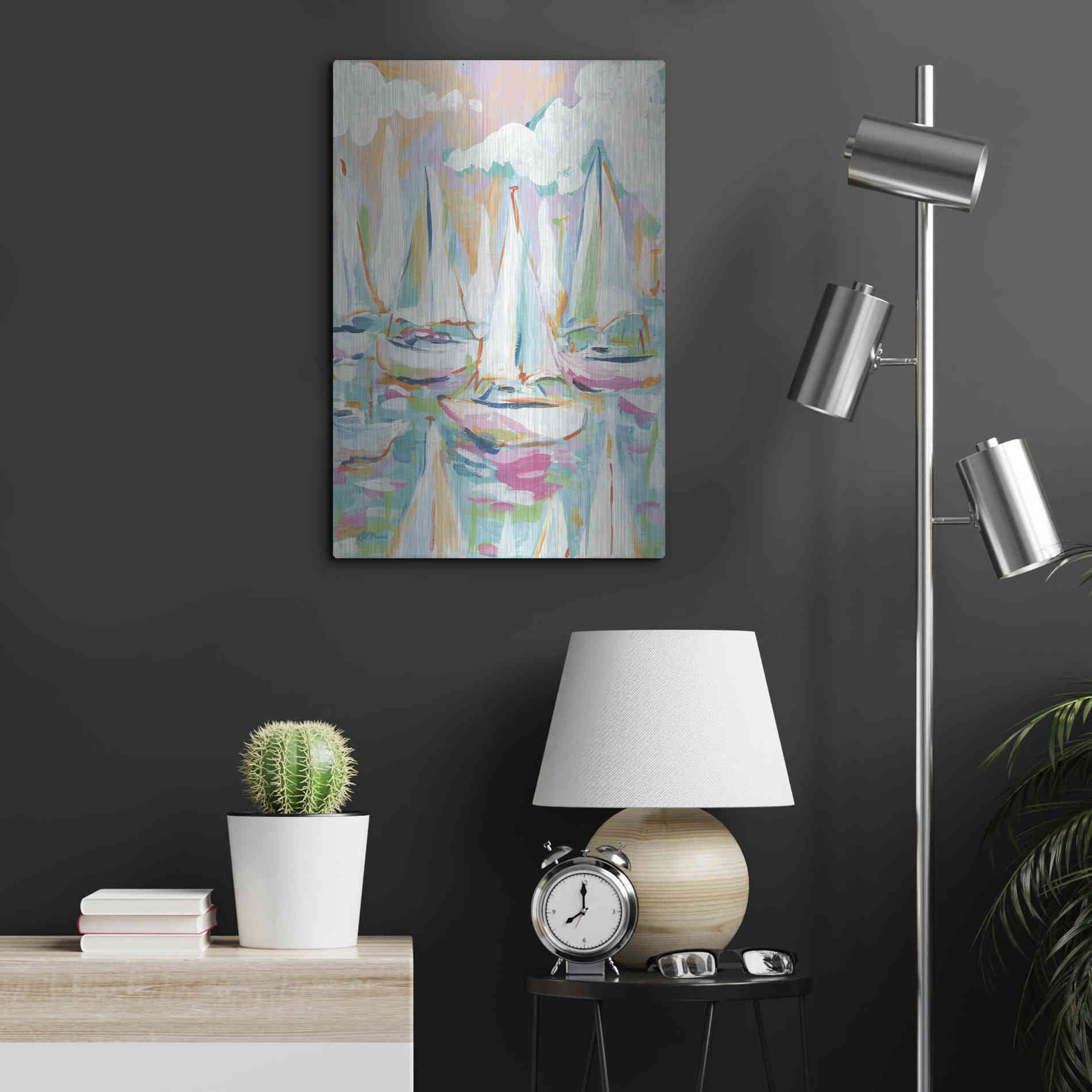 Luxe Metal Art 'Sailboat Sea' by Jessica Mingo, Metal Wall Art,16x24
