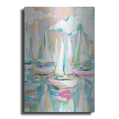 Luxe Metal Art 'Sailboat Sea' by Jessica Mingo, Metal Wall Art