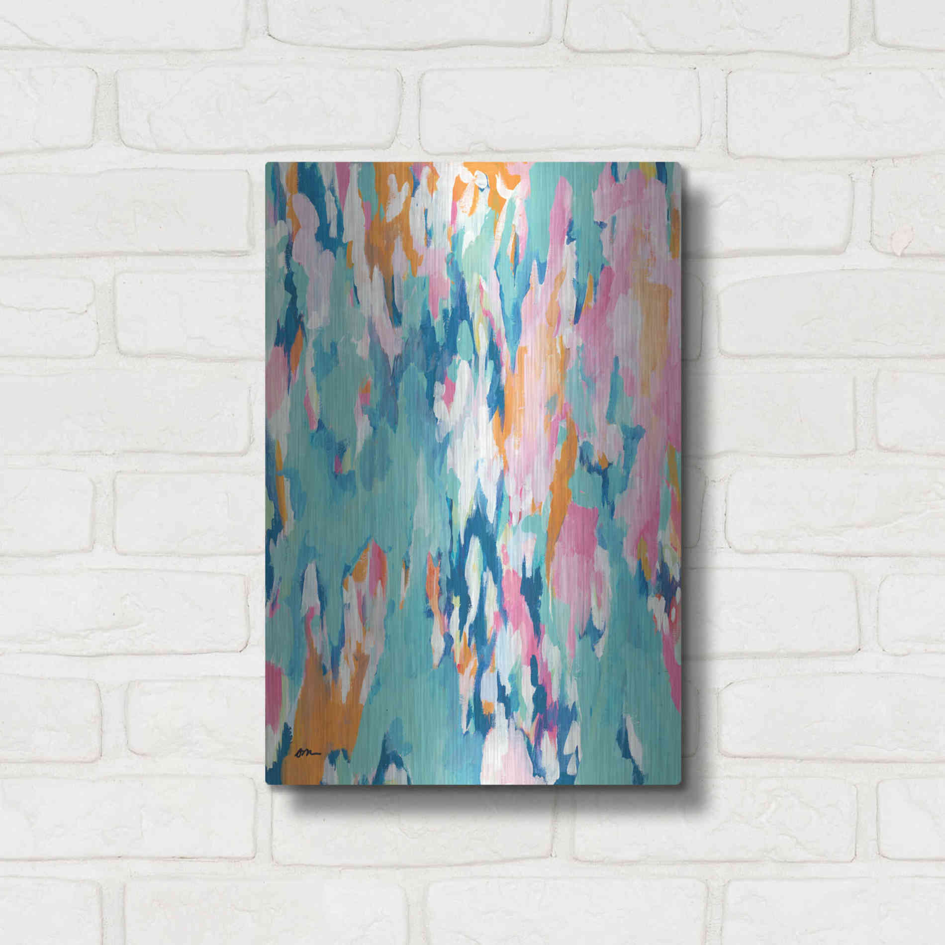 Luxe Metal Art 'Abstract Aqua' by Jessica Mingo, Metal Wall Art,12x16