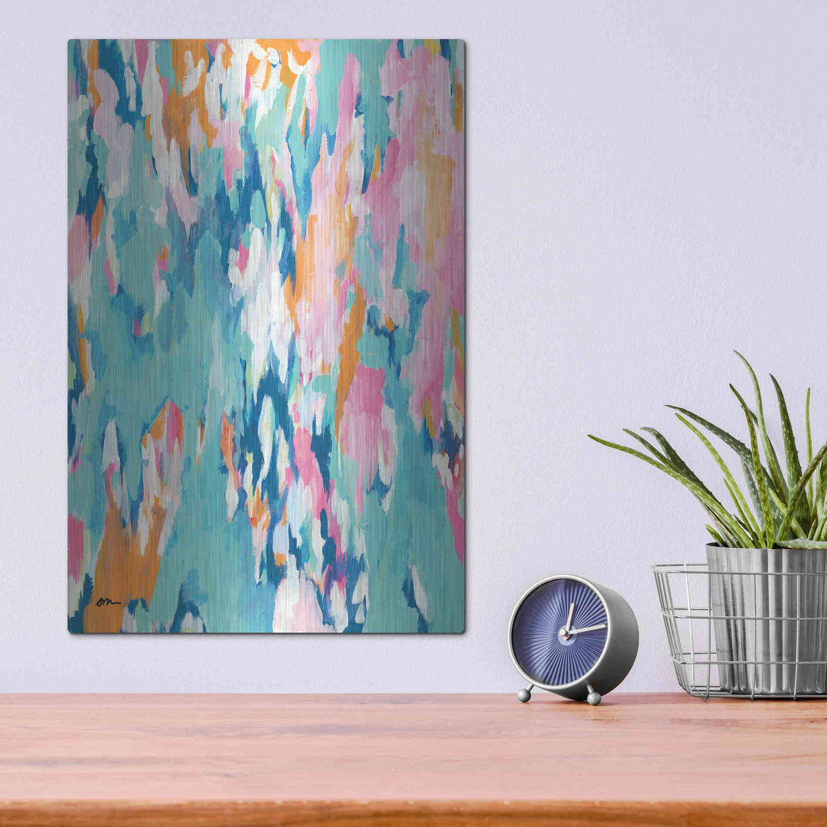 Luxe Metal Art 'Abstract Aqua' by Jessica Mingo, Metal Wall Art,12x16