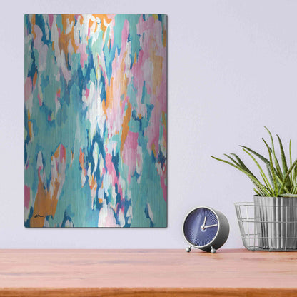 Luxe Metal Art 'Abstract Aqua' by Jessica Mingo, Metal Wall Art,12x16