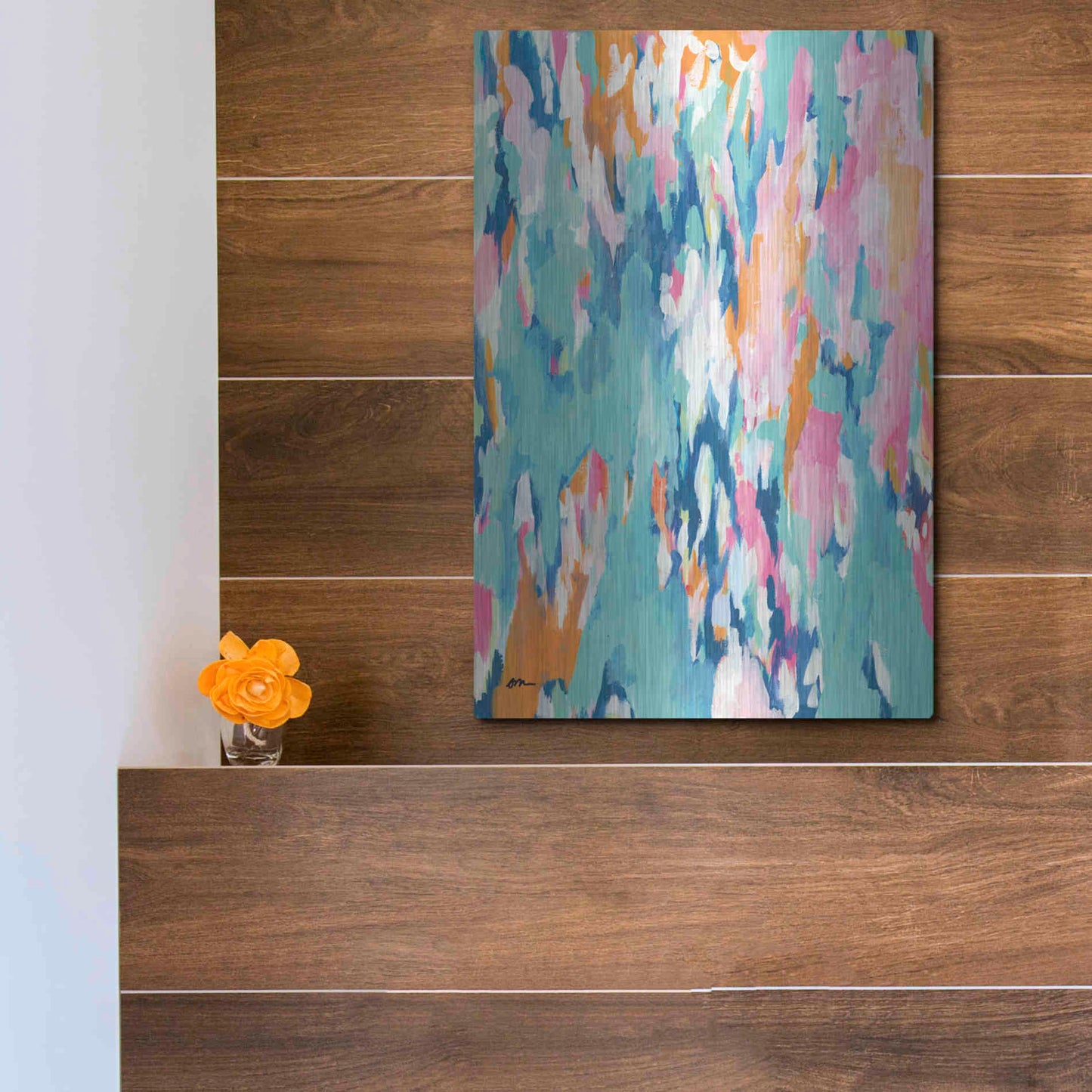 Luxe Metal Art 'Abstract Aqua' by Jessica Mingo, Metal Wall Art,12x16