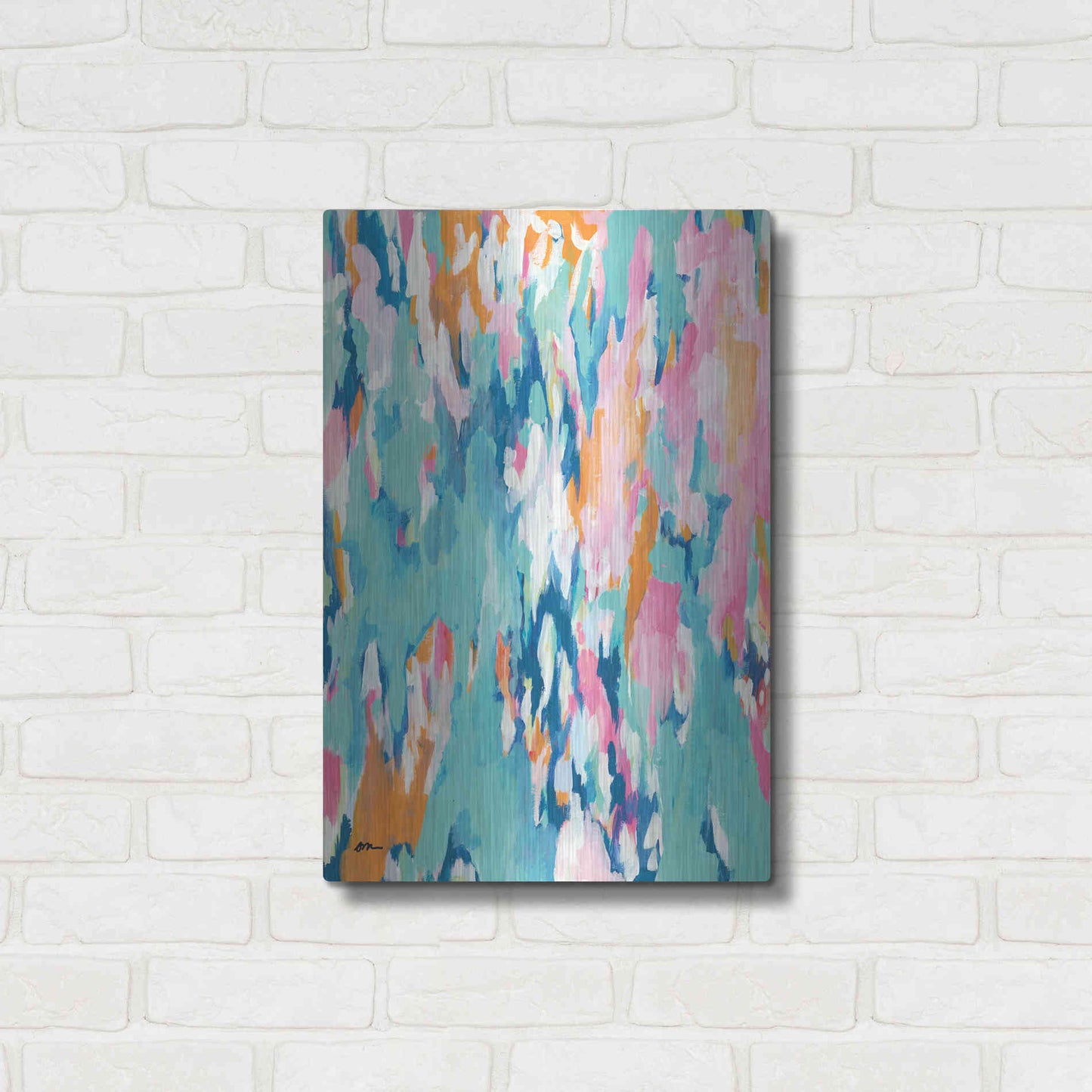 Luxe Metal Art 'Abstract Aqua' by Jessica Mingo, Metal Wall Art,16x24