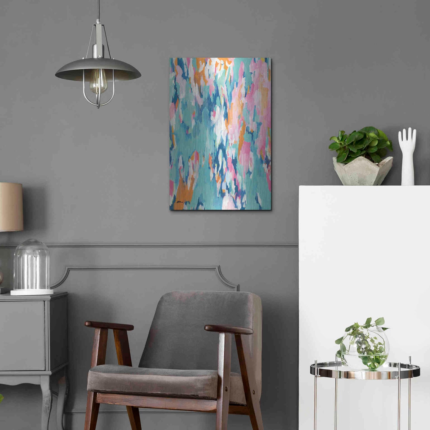 Luxe Metal Art 'Abstract Aqua' by Jessica Mingo, Metal Wall Art,16x24