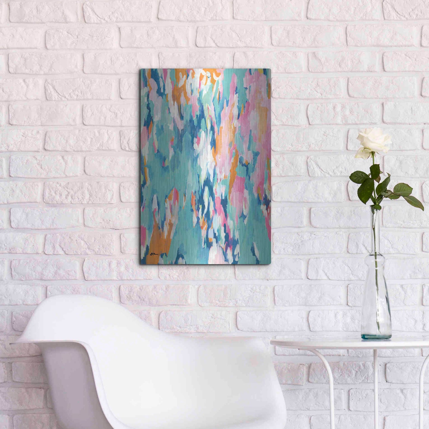 Luxe Metal Art 'Abstract Aqua' by Jessica Mingo, Metal Wall Art,16x24