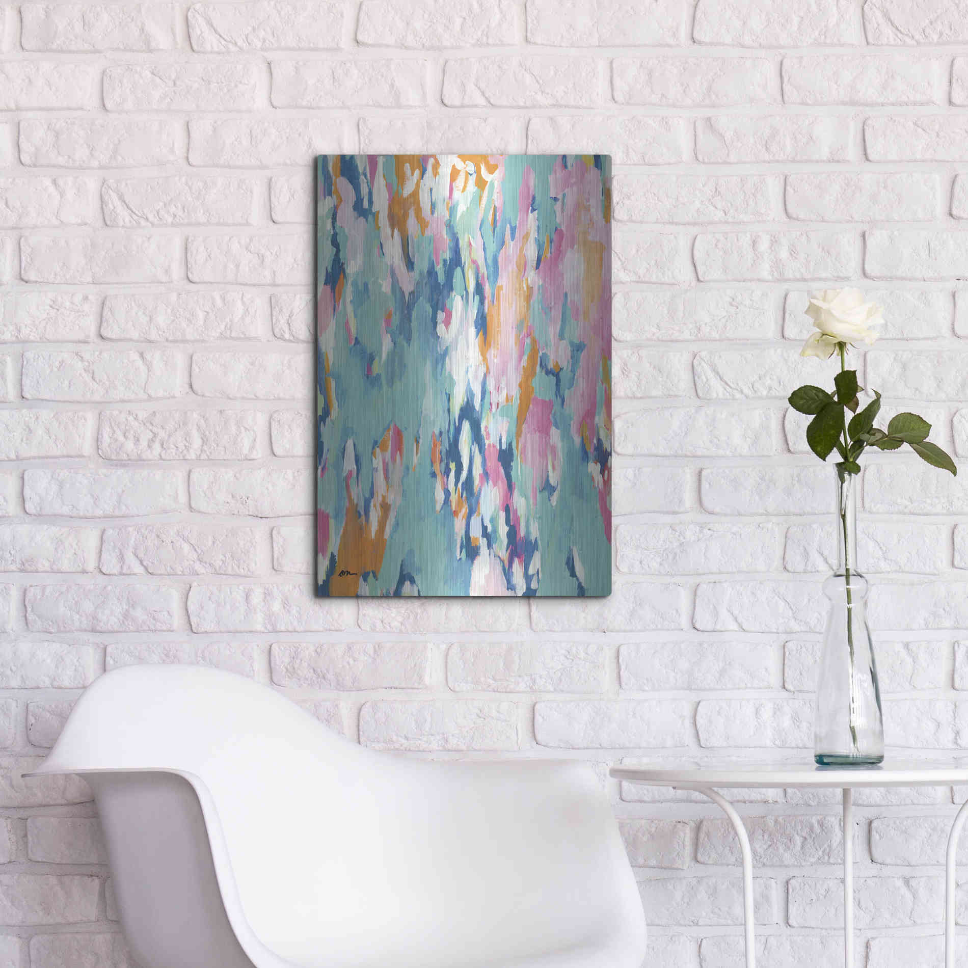 Luxe Metal Art 'Abstract Aqua' by Jessica Mingo, Metal Wall Art,16x24