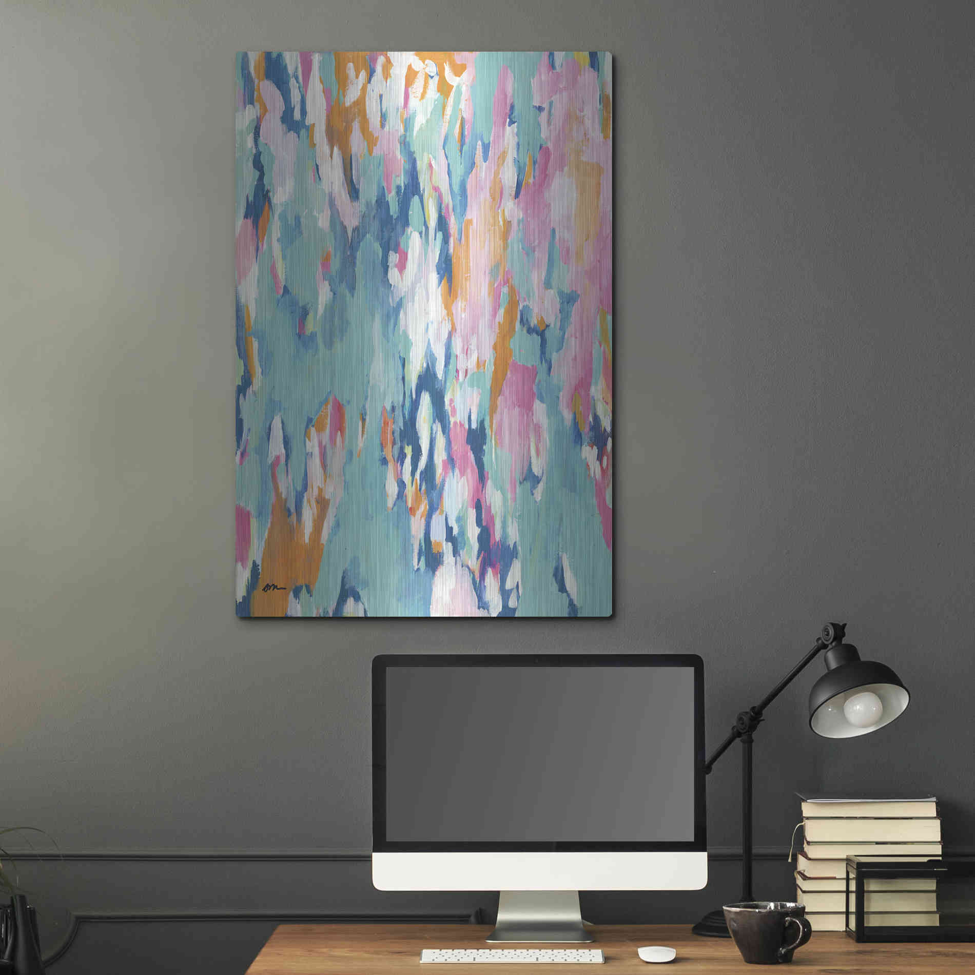 Luxe Metal Art 'Abstract Aqua' by Jessica Mingo, Metal Wall Art,24x36