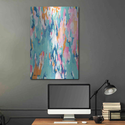 Luxe Metal Art 'Abstract Aqua' by Jessica Mingo, Metal Wall Art,24x36