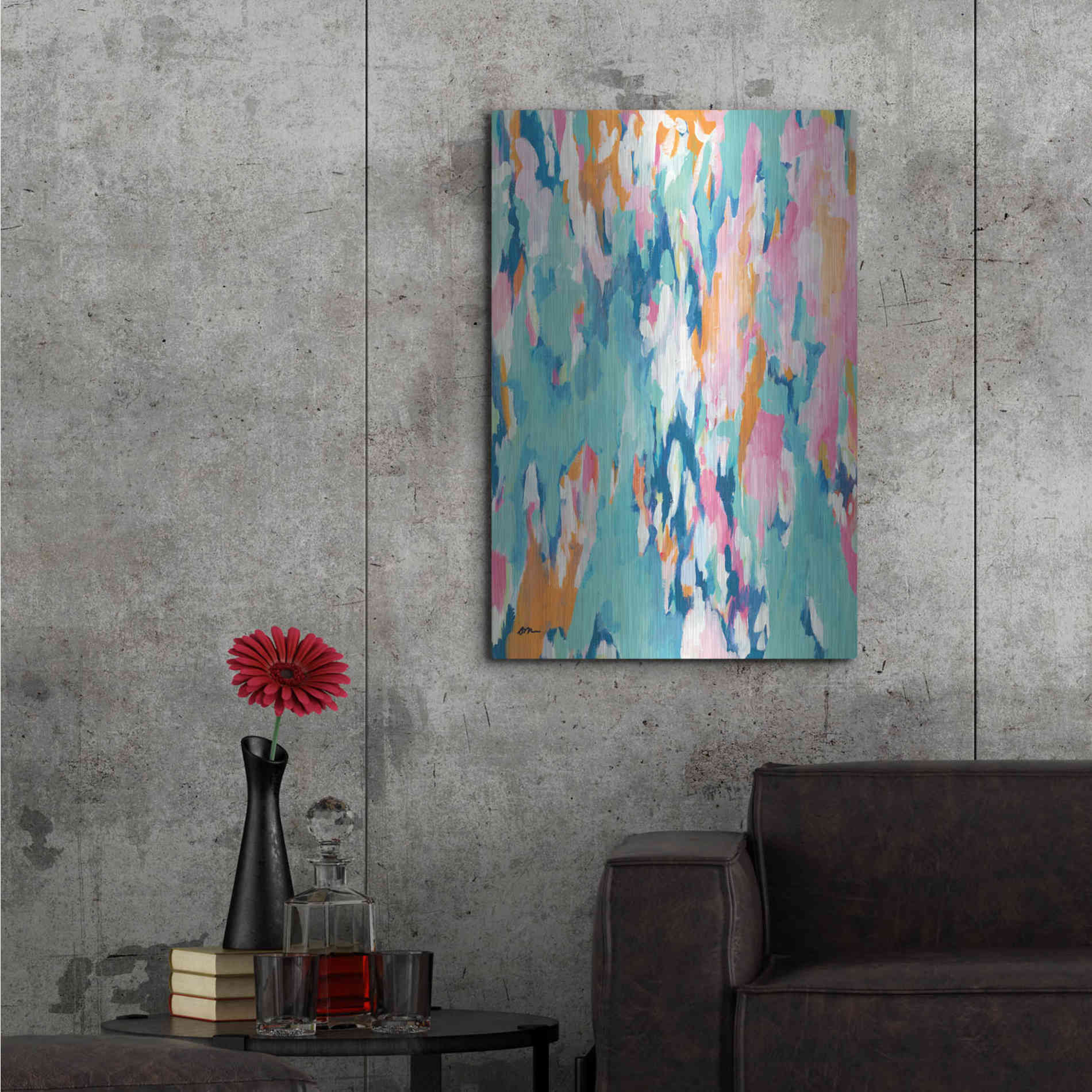 Luxe Metal Art 'Abstract Aqua' by Jessica Mingo, Metal Wall Art,24x36