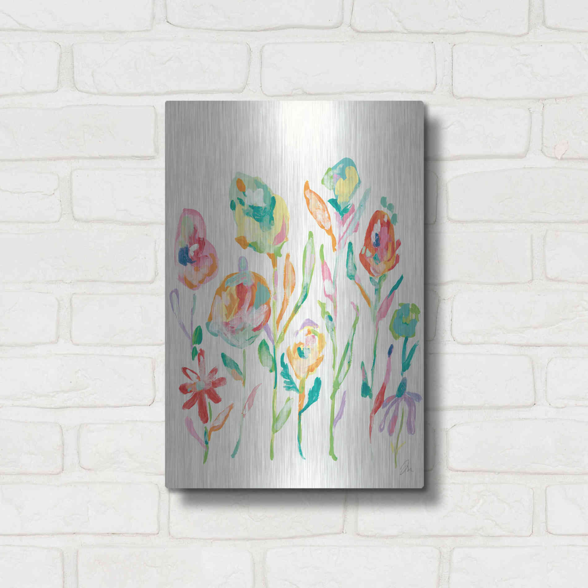 Luxe Metal Art 'Mod Flowers I' by Jessica Mingo, Metal Wall Art,12x16
